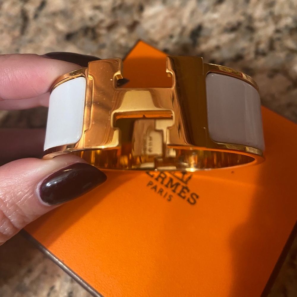 Hermes Clic Clac H Bracelet in White